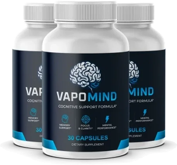 Three bottles of VapoMind cognitive support capsules